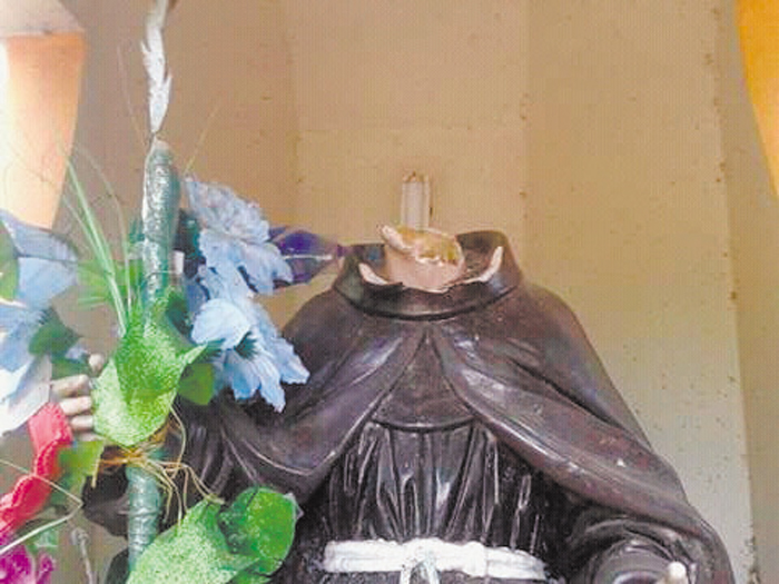 Decapitan imagen de santo patrono en Ometepe