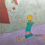 Toma esta paleta, obra que alude al tráfico de niños del .pintor Aparicio Arthola. PRENSA/Lissa Villagra