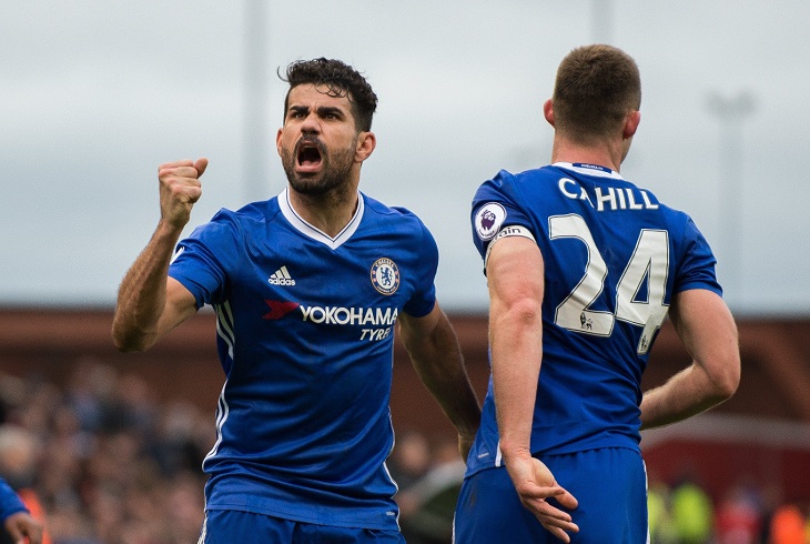 Diego Costa celebra el triunfo del Chelsea. Foto: EFE