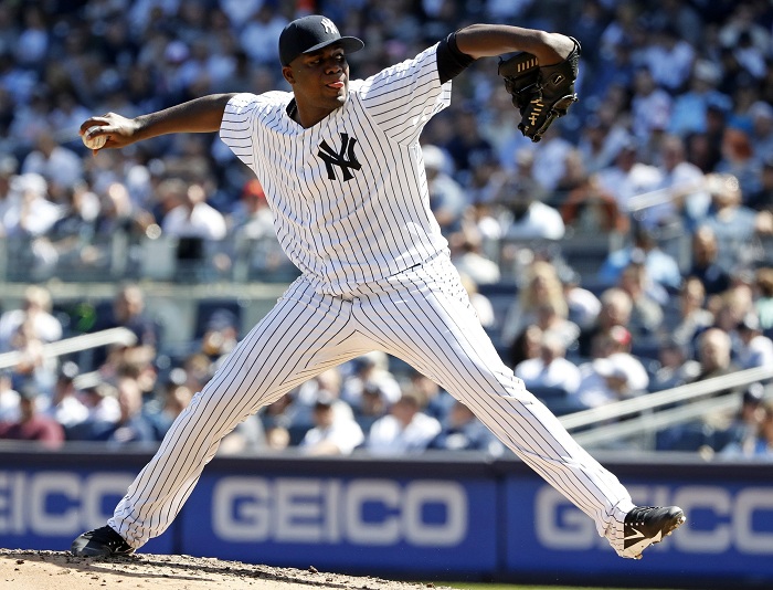 Michael Pineda obtuvo su primera victoria de la temporada de Grandes Ligas, con una gran faena monticular de 7.2 entradas de solo una carrera y 11 ponches. LA PRENSA/EFE/JASON SZENES