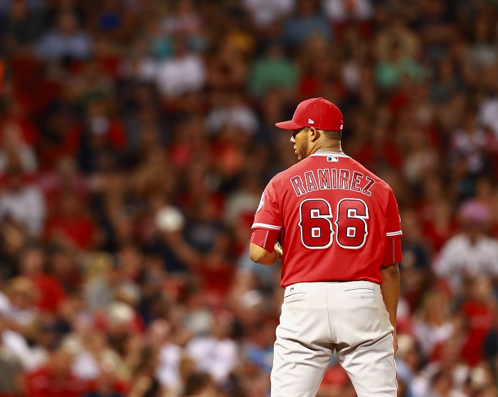 JC Ramírez enfrentará por segunda vez en su carrera a los Dodgers de Los Ángeles, en la primera les lanzó tres entradas en blanco como relevista. LA PRENSA/Omar Rawlings/Getty Images/AFP