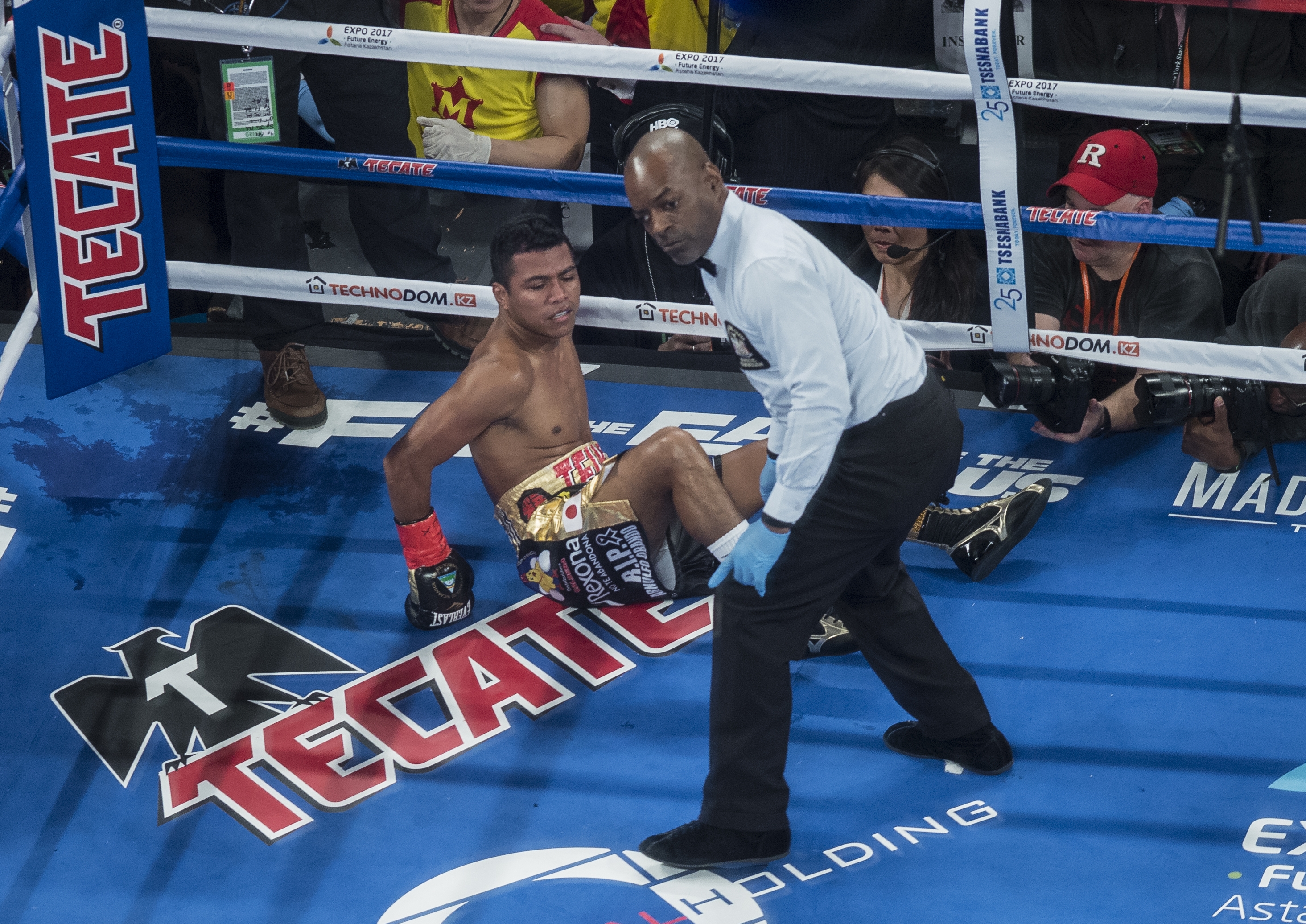 Primera defensa del titulo de las 115 libras del CMB de Román Chocolatito González frente al Tailandes Srisaket Sor Rungvisai desde el Arena del Madison Square Garden de la ciudad de New York. Foto: LA PRENSA/ Óscar Navarrete (enviado especial)