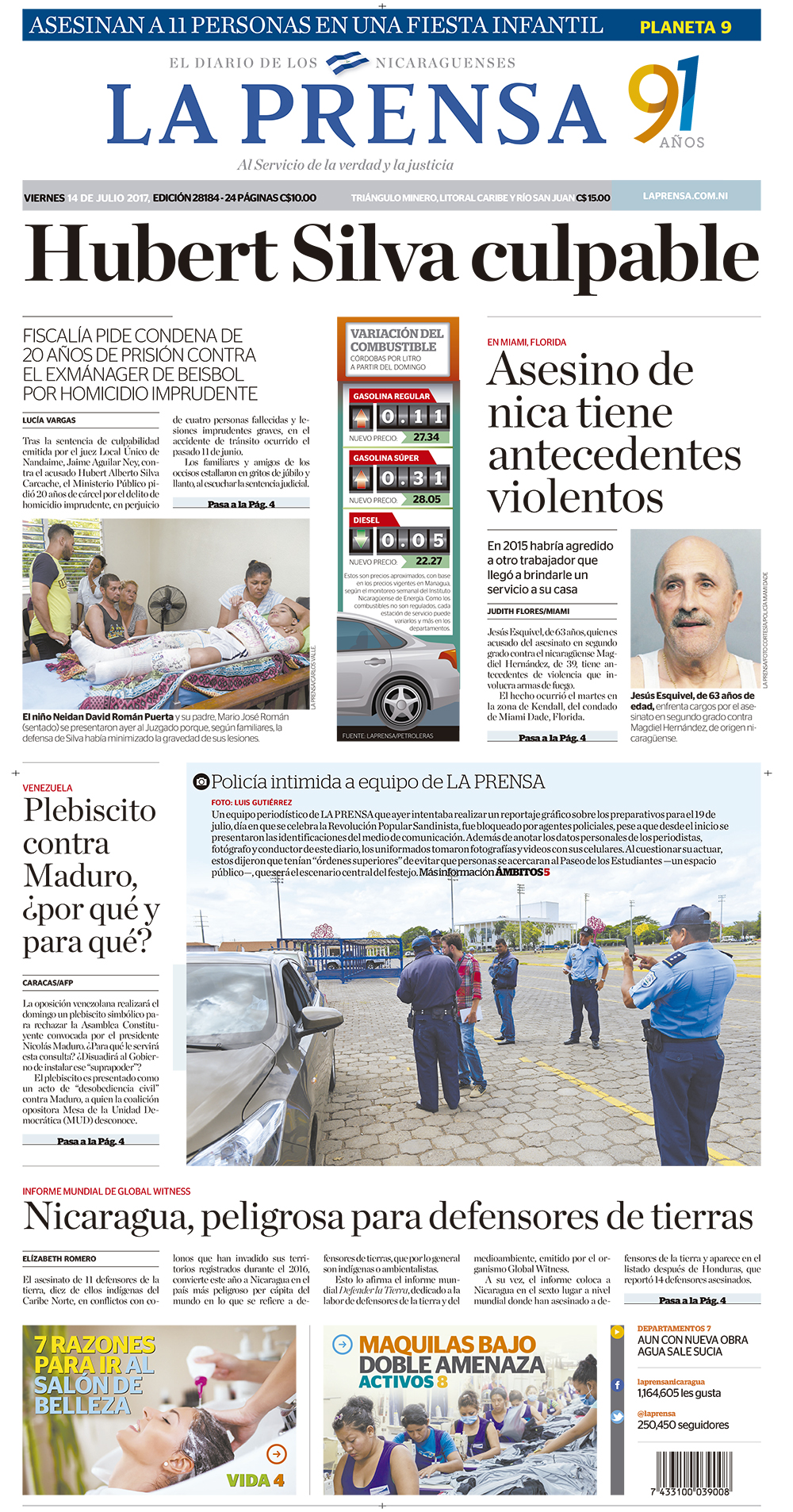 Portada impresa 14-07-2017