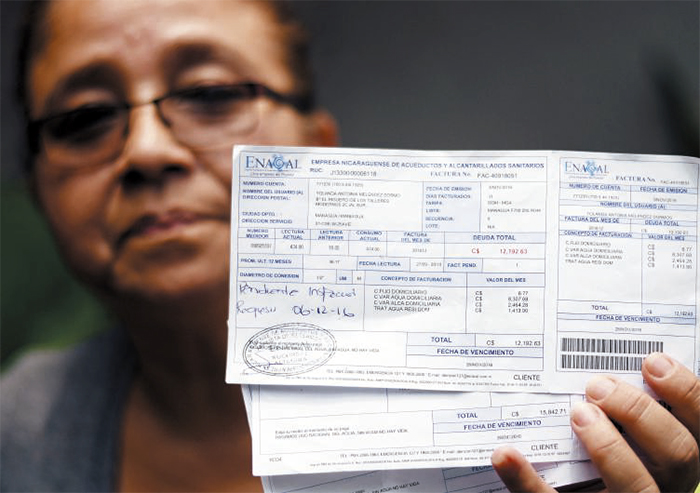 Yolanda Meléndez debe 28 mil córdobas en dos recibos de agua.