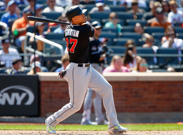 Gincarlo Stanton ya ha conectado en el pasado 13 jonrones en un mes, pero esta vez está más cerca de superar esta cifra para imponer un nuevo récord en la franquicia de los Marlins. LA PRENSA/Jim McIsaac/Getty Images/AFP