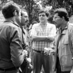 El general en retiro Hugo Torres en la celebración de una fiesta de fin de año con miembros de la jefatura del EPS, entre ellos, el dictador Daniel Ortega y Sergio Ramírez. LA PRENSA/ARCHIVO