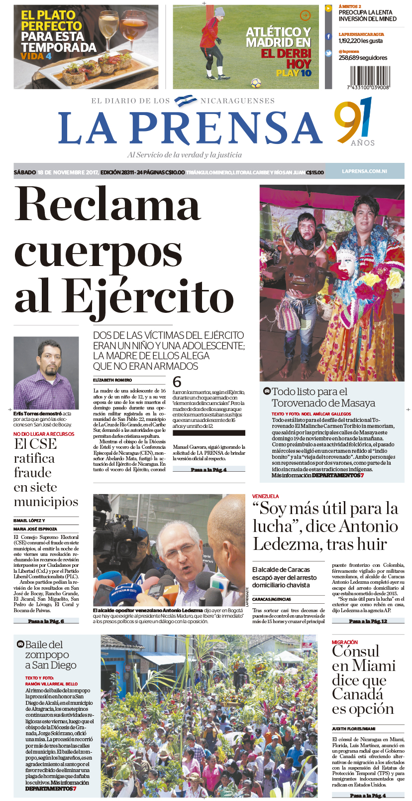 Portada impresa 18-11-2017