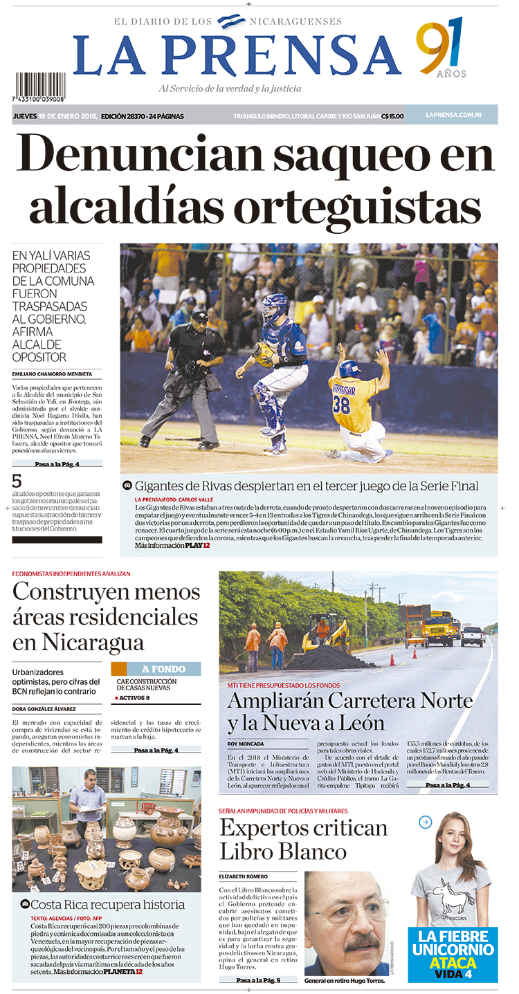 Portada impresa 18-01-2018