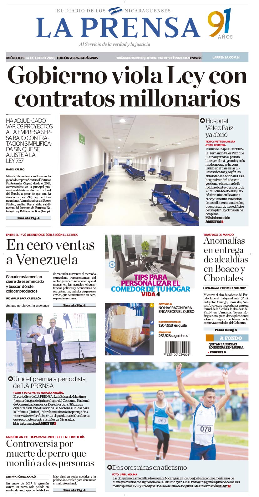 Portada impresa 24-01-2018