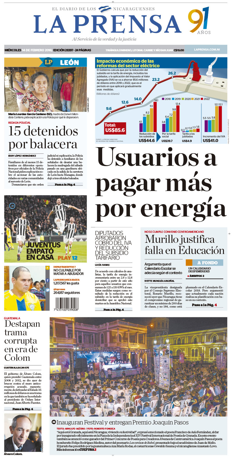 Portada impresa 14-02-2018