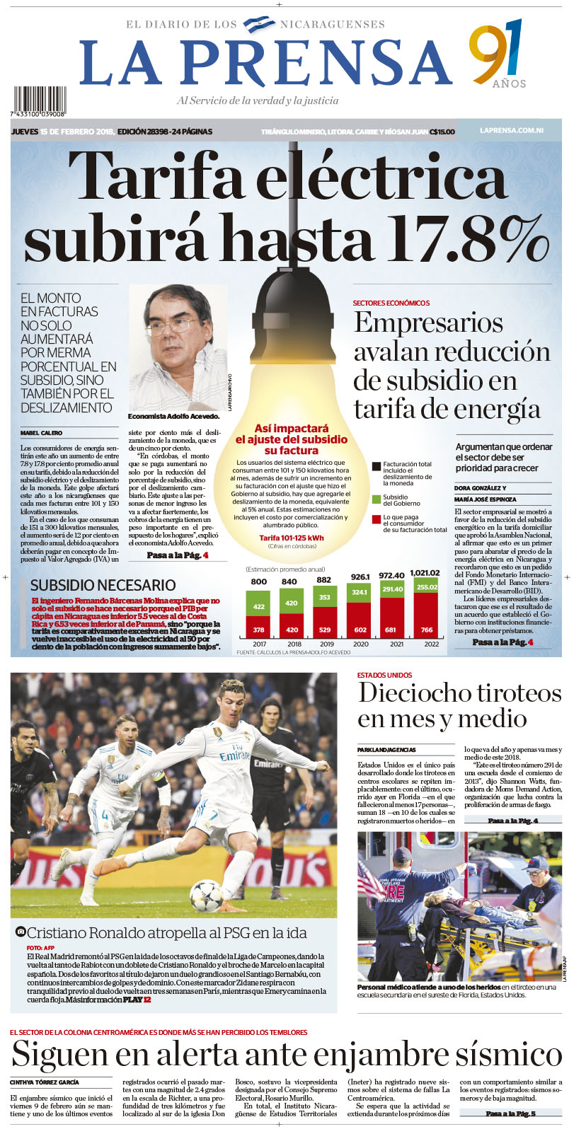 Portada impresa 15-02-2018