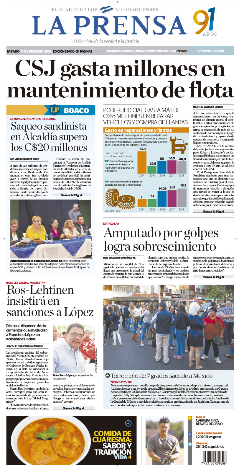 Portada impresa 17-02-2018