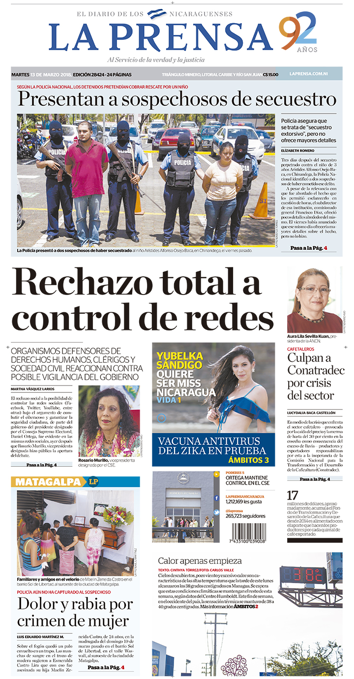 Portada impresa 13-03-2018