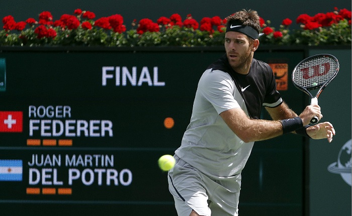 El argentino Juan Martín Del Potro tuvo un gran partido ante el número uno del mundo, el suizo Roger Federer, en la final del Indian Wells. LA PRENSA/EFE/EPA/JOHN G. MABANGLO