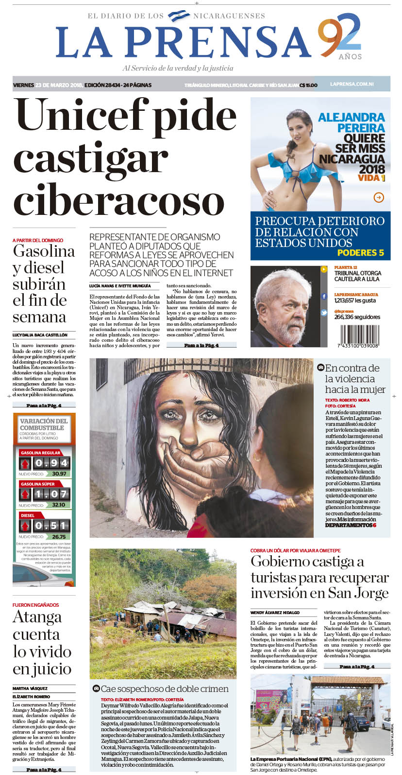 Portada impresa 23-03-2018