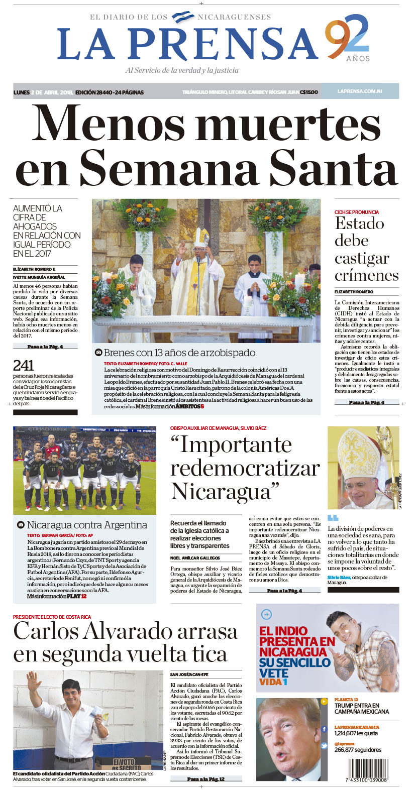 Portada impresa 2-04-2018