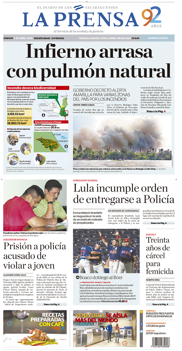 Portada impresa 07-04-2018