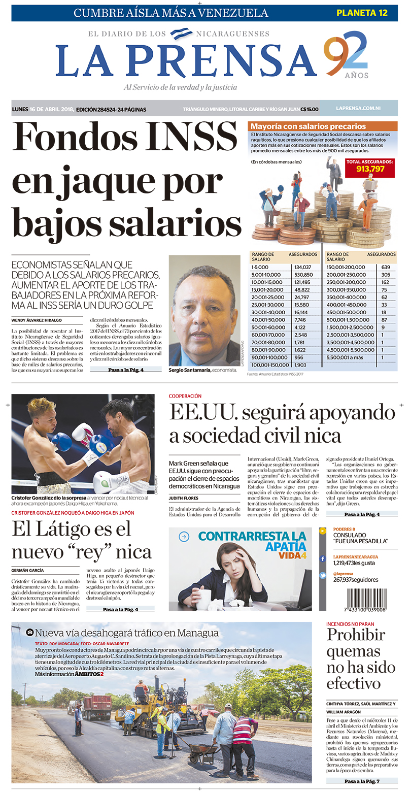 Portada impresa 16-04-2018