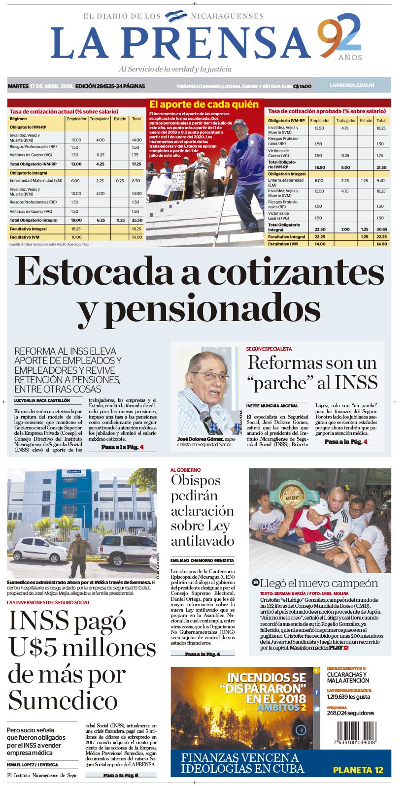 Portada impresa 17-04-2018