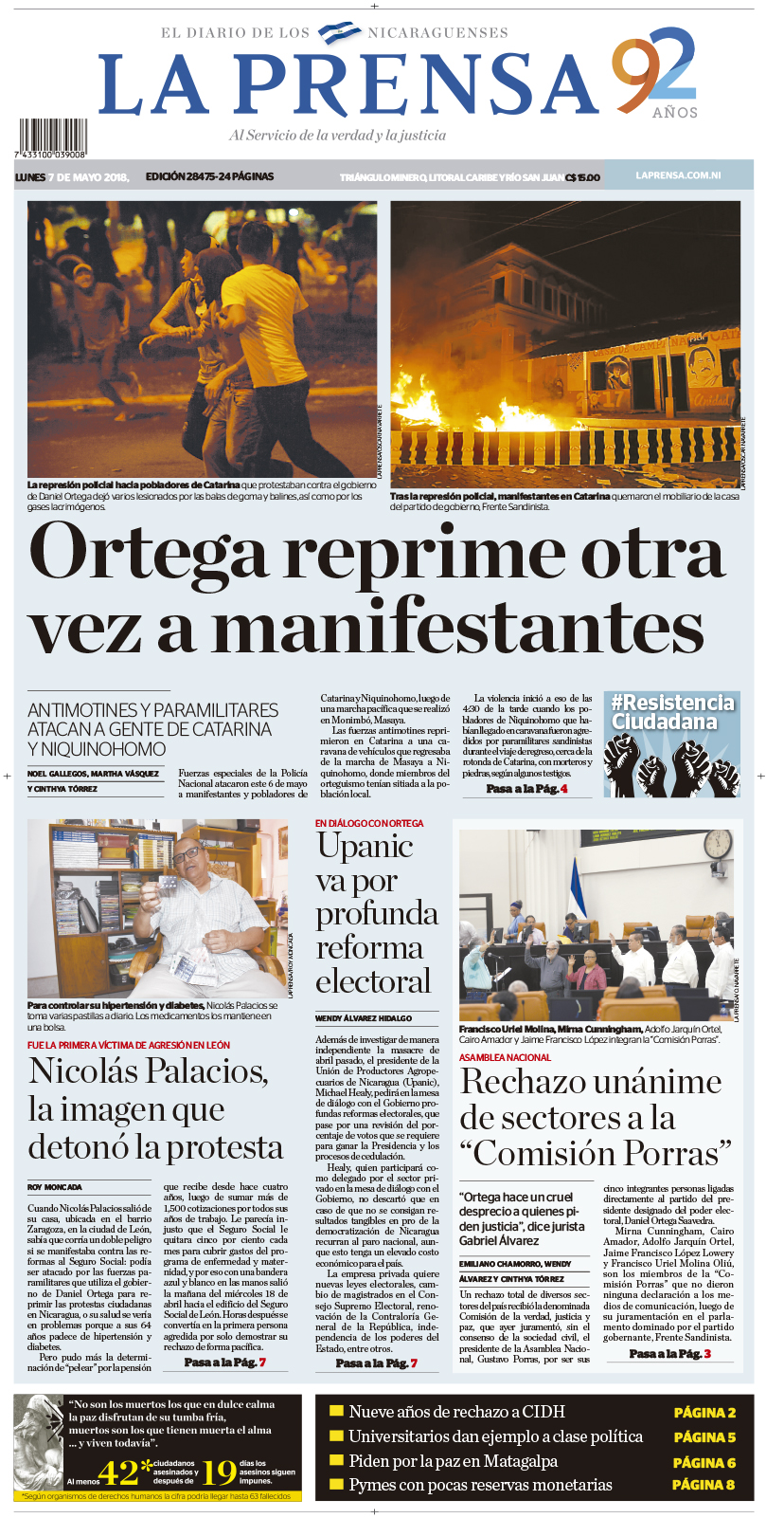 Portada impresa 07-05-2018