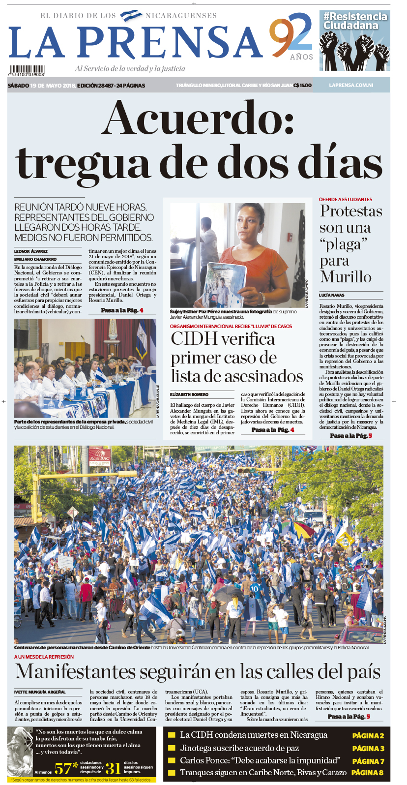 Portada impresa 19-05-2018