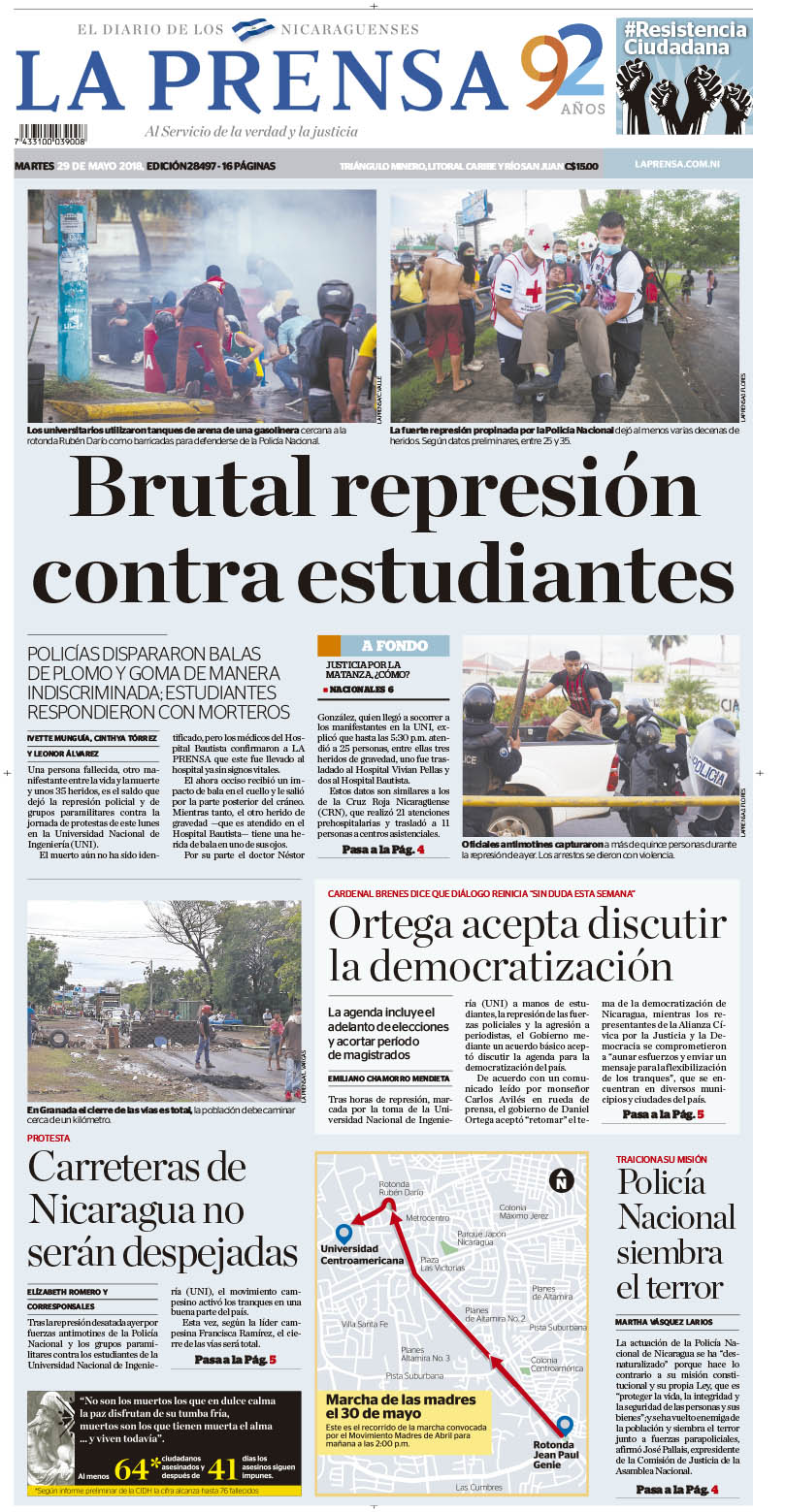 Portada impresa 29-05-2018
