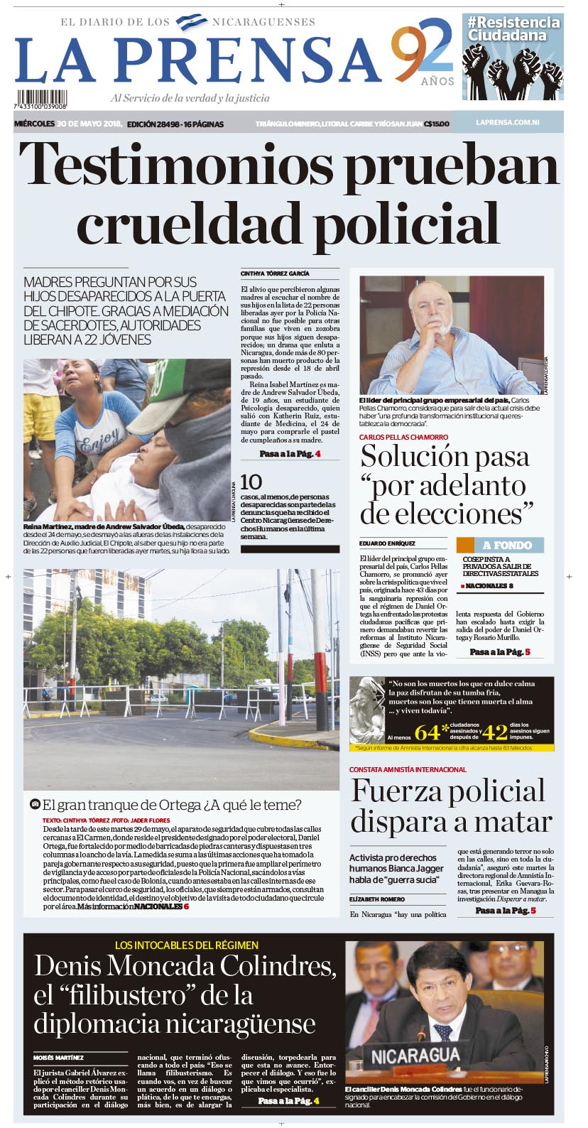 Portada impresa 30-05-2018
