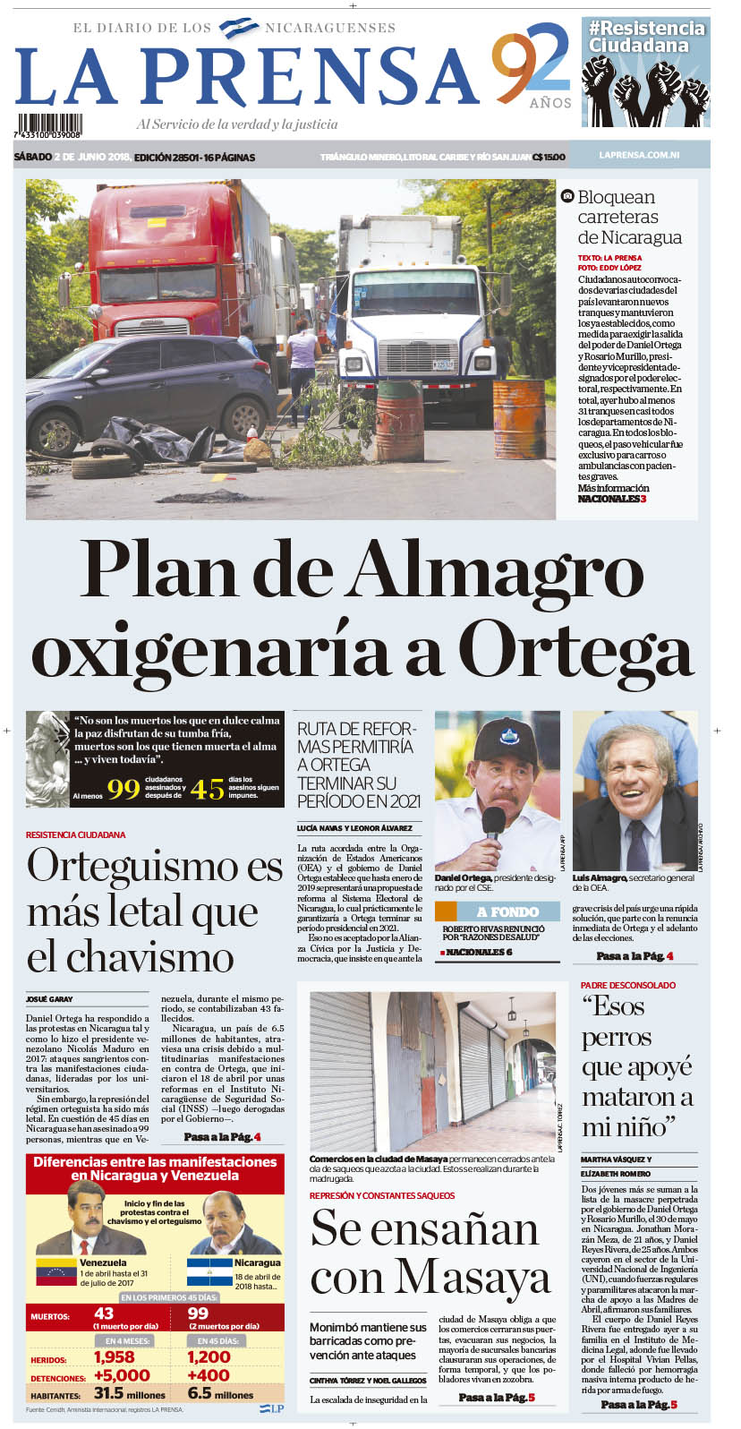 Portada impresa 2-06-2018