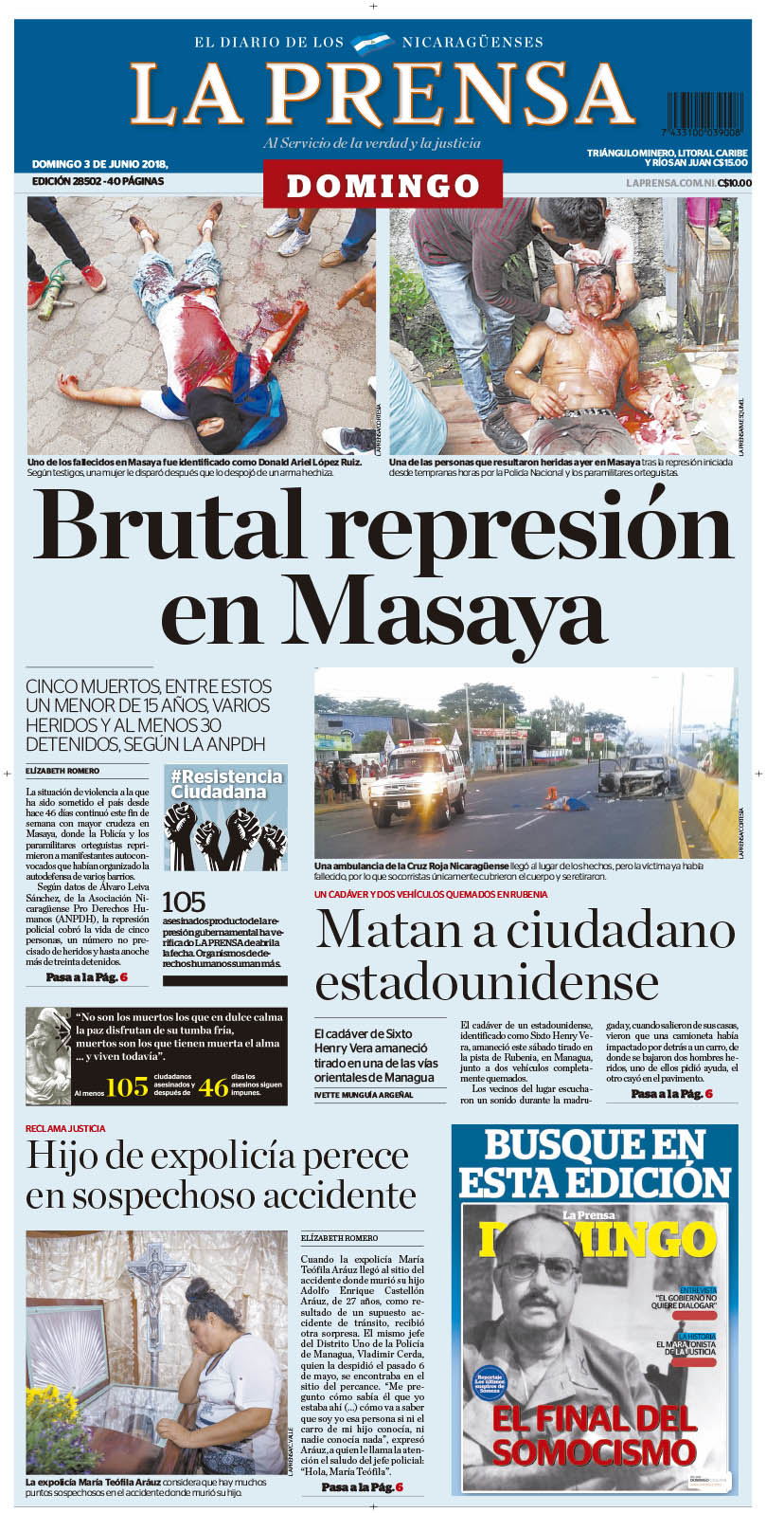 Portada impresa 3-06-2018