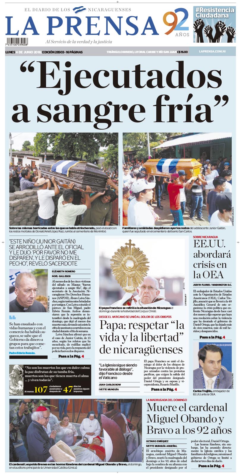 Portada impresa 4-06-2018