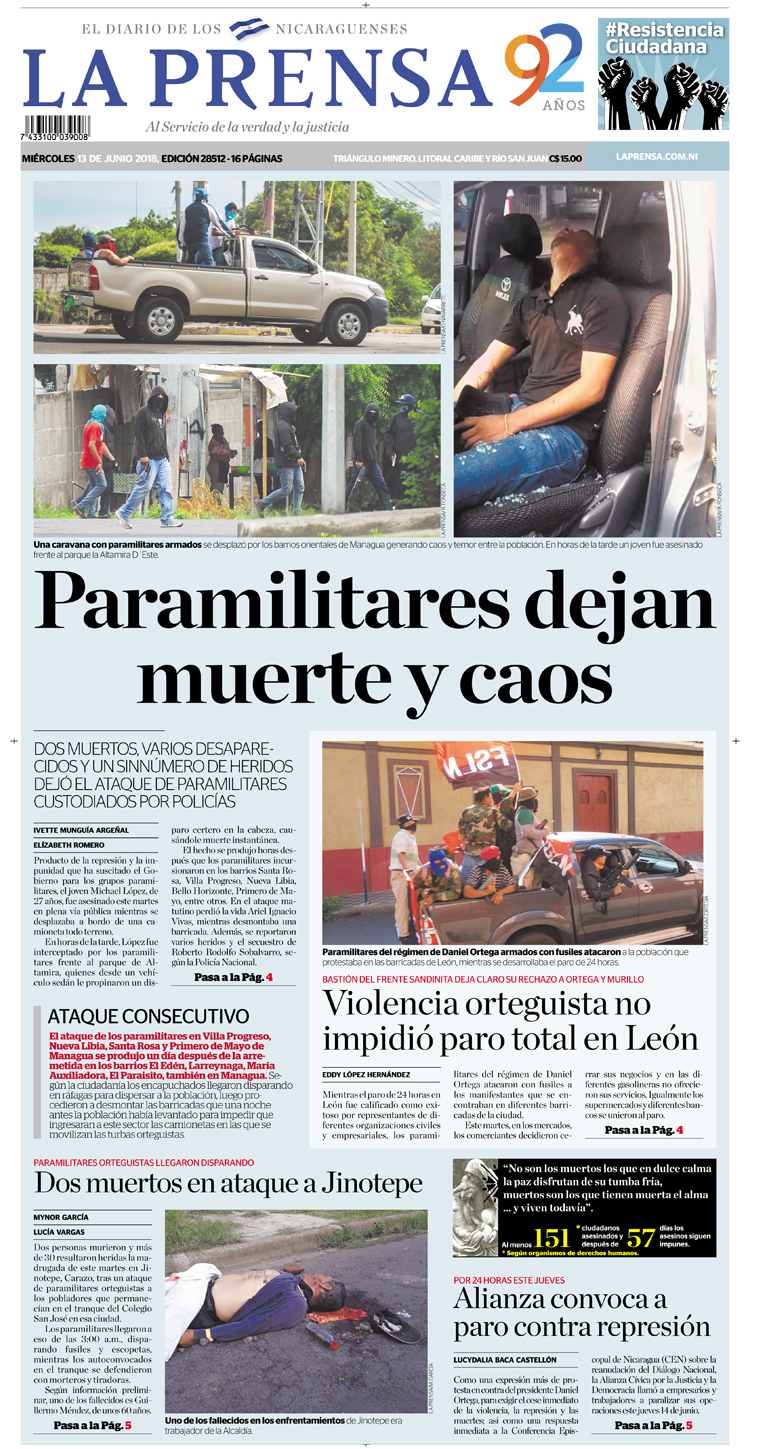 Portada impresa 13-06-2018