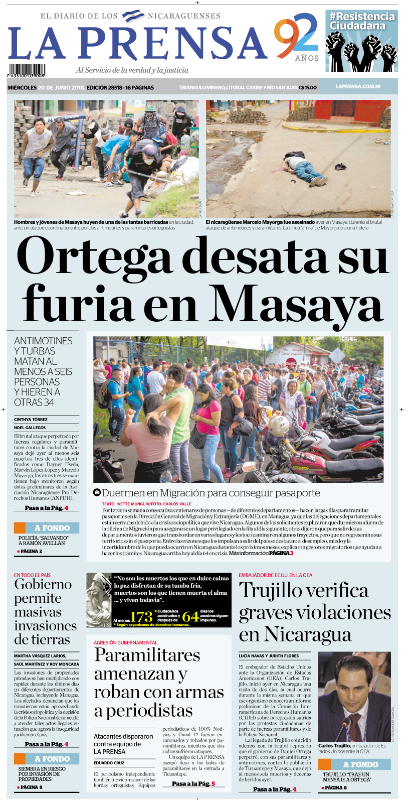 Portada impresa 20-06-2018