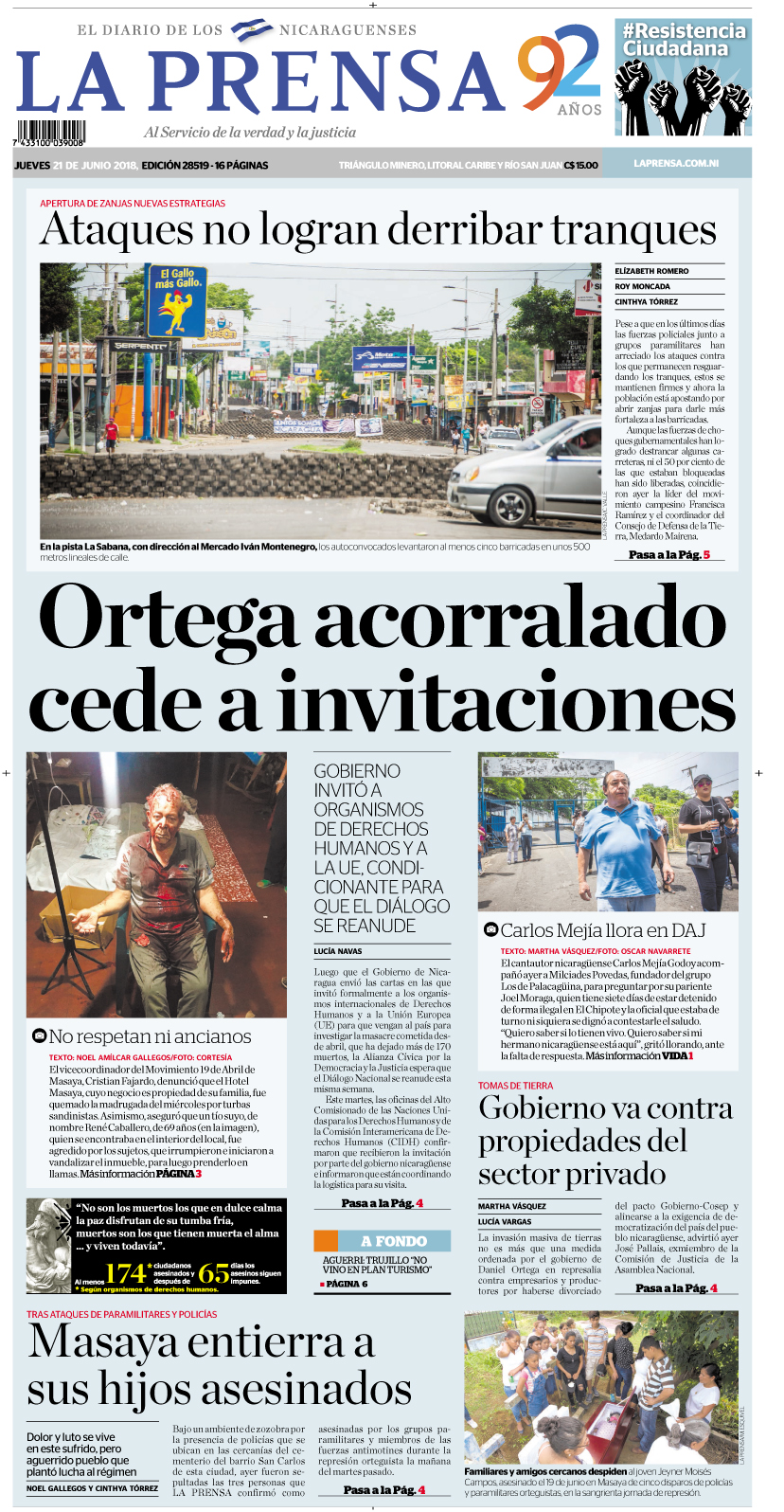 Portada impresa 21-06-2018
