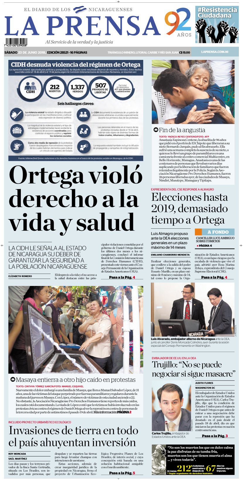 Portada impresa 23-06-2018