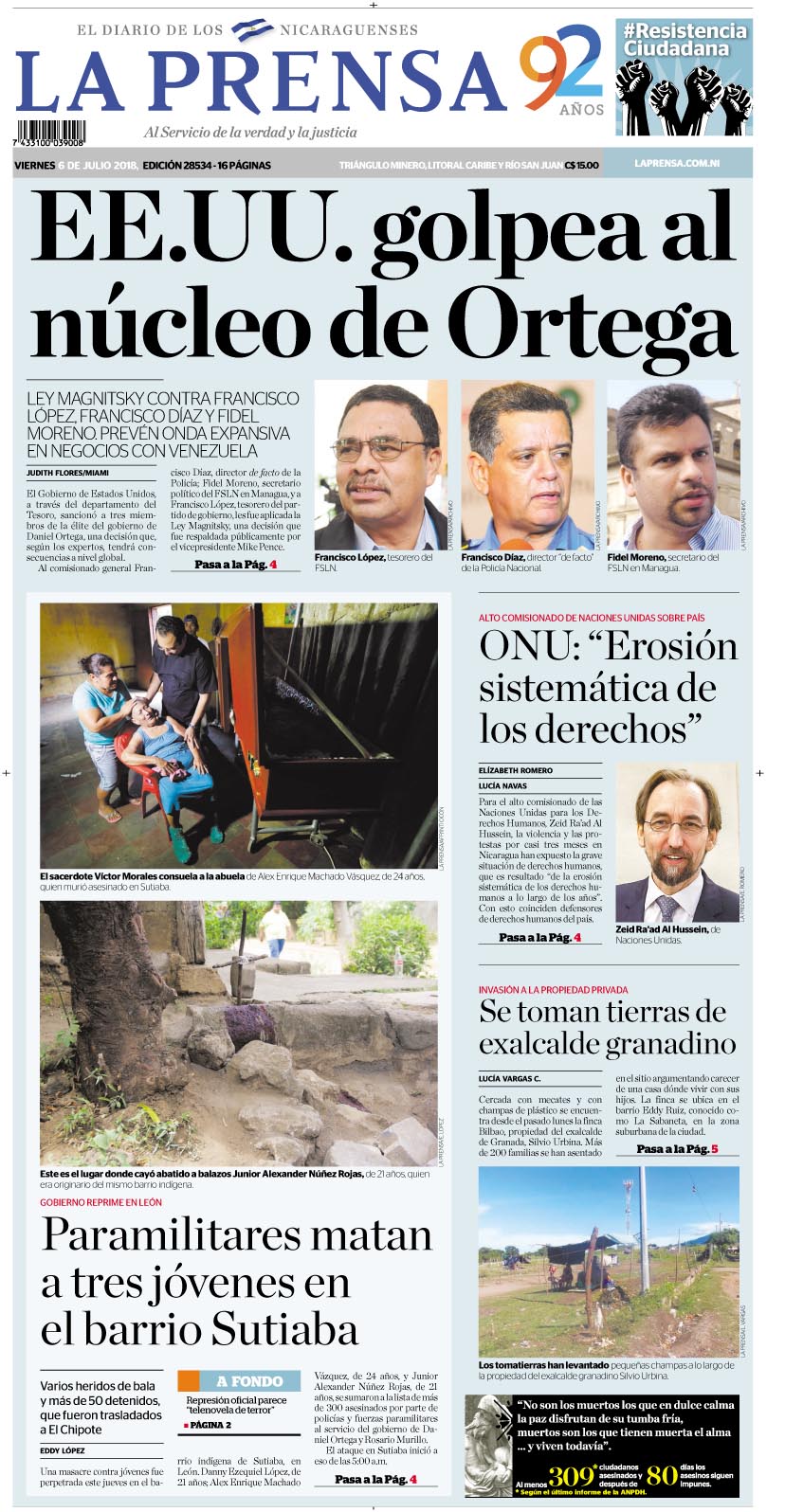 Portada impresa 6-07-2018