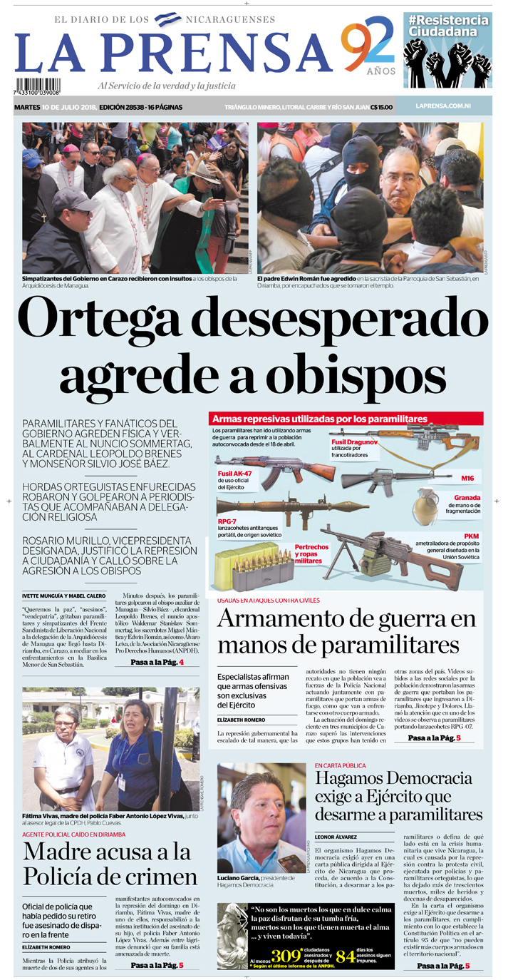 Portada impresa 10-07-2018
