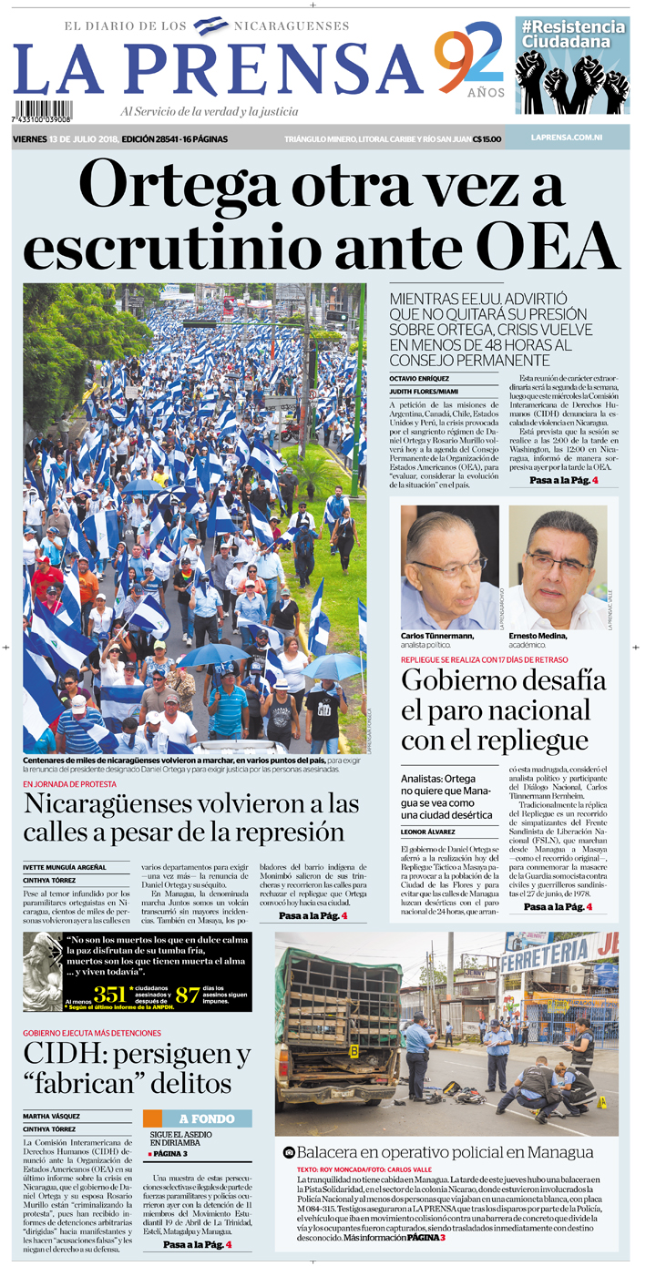 Portada impresa 13-07-2018