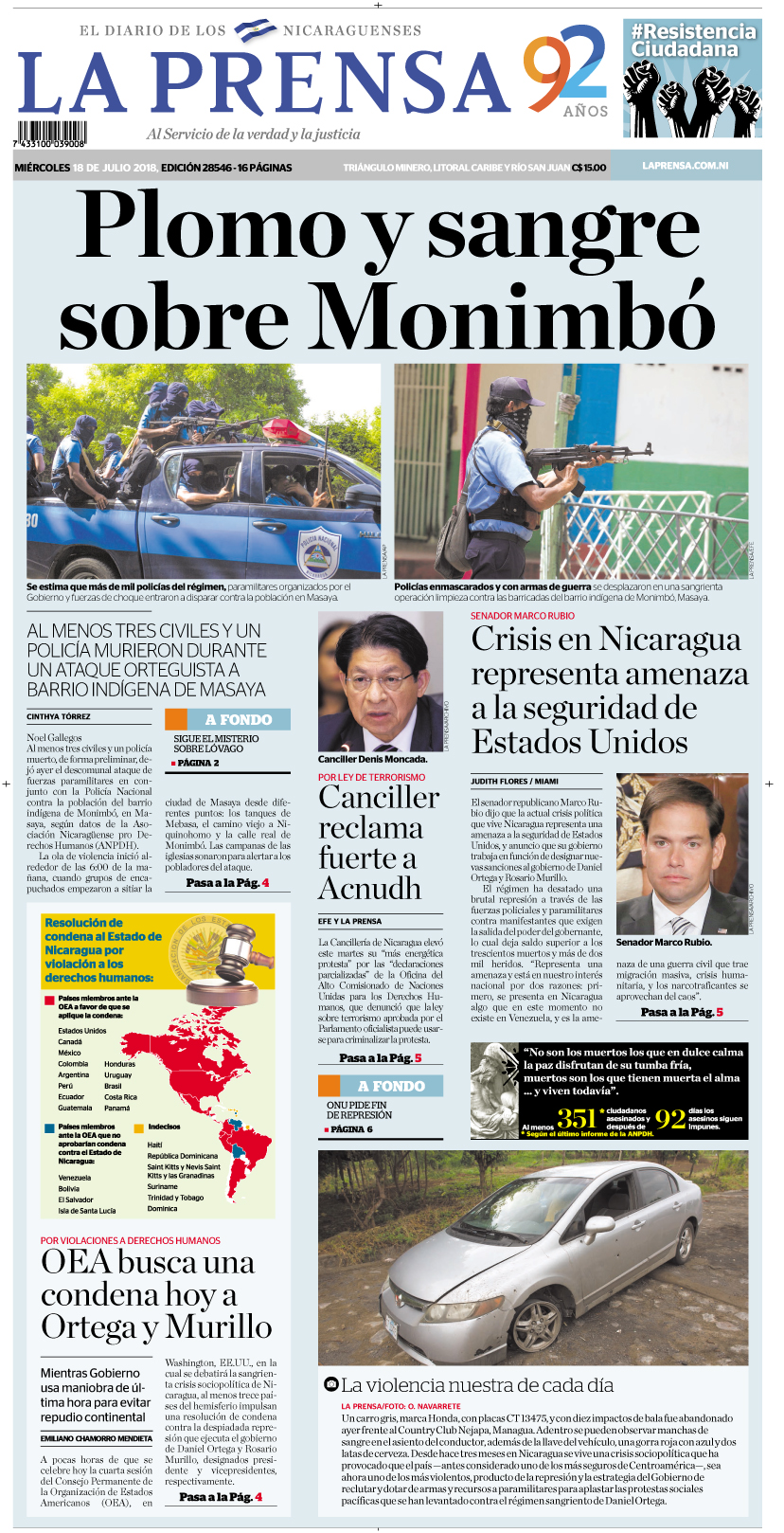 Portada impresa 18-07-2018