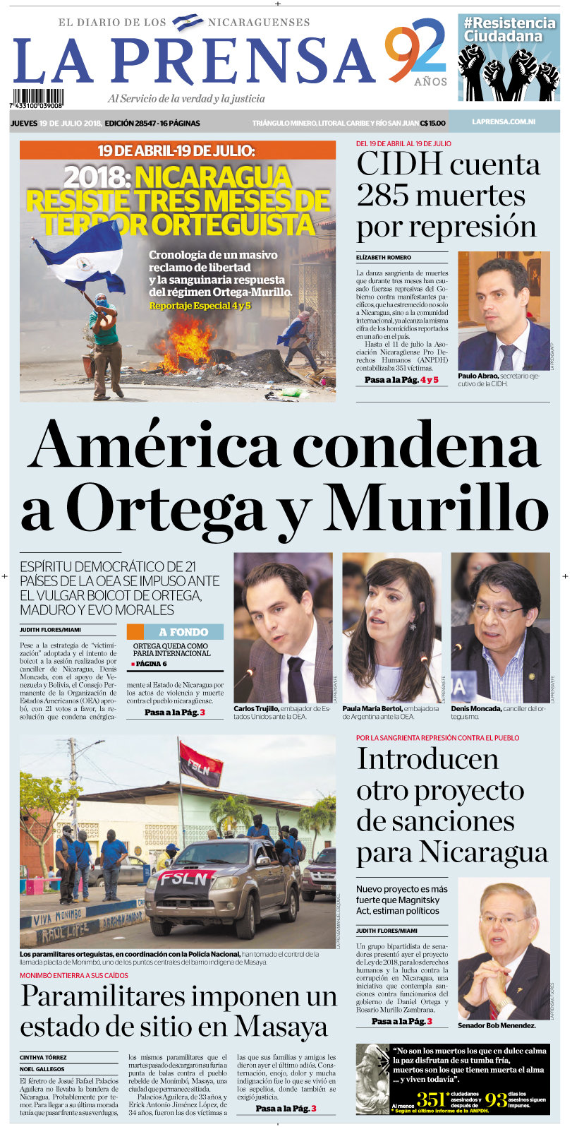 Portada impresa 19-07-2018
