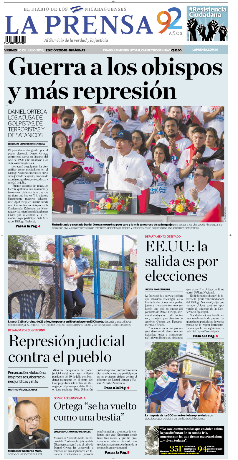 Portada impresa 20-07-2018