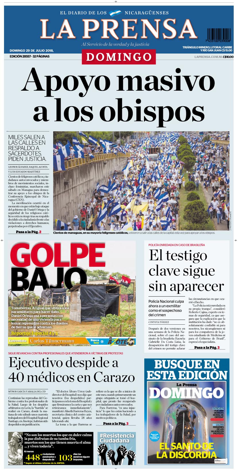 Portada impresa 29-07-2018