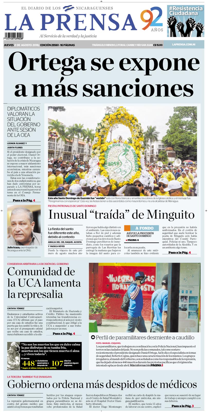 Portada impresa 2-08-2018