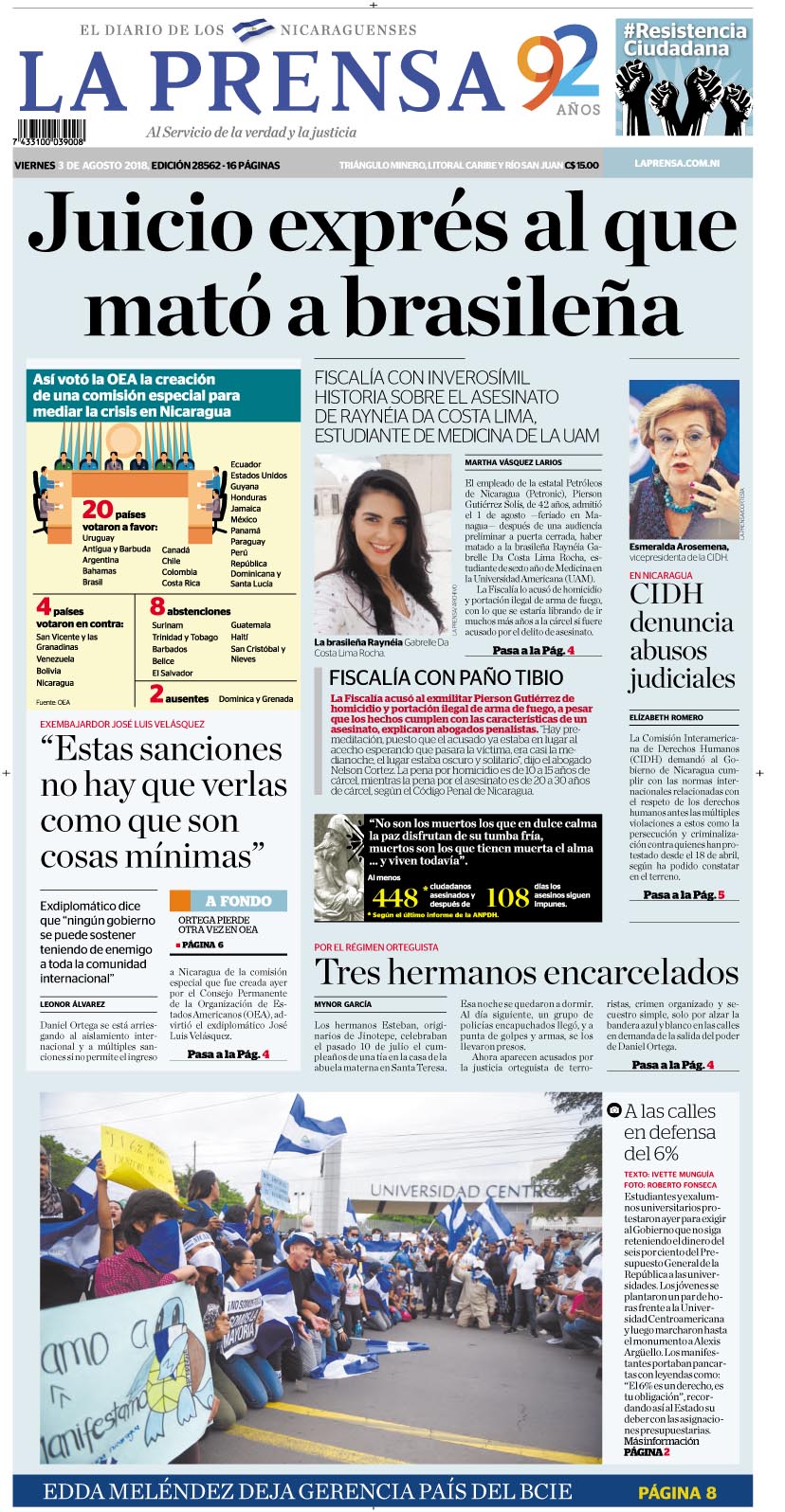 Portada impresa 3-08-2018