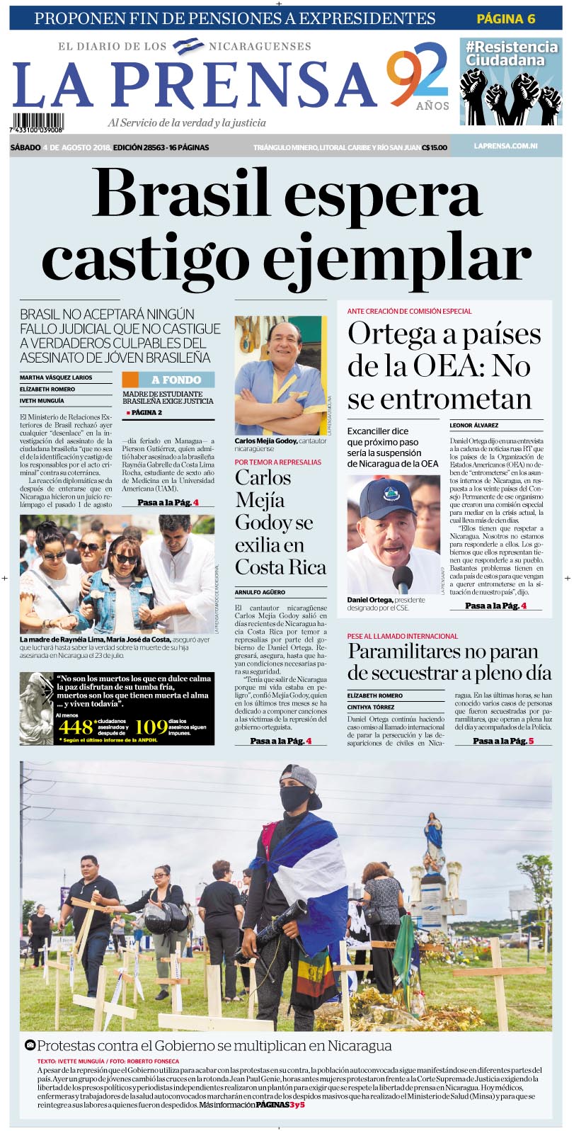 Portada impresa 4-08-2018