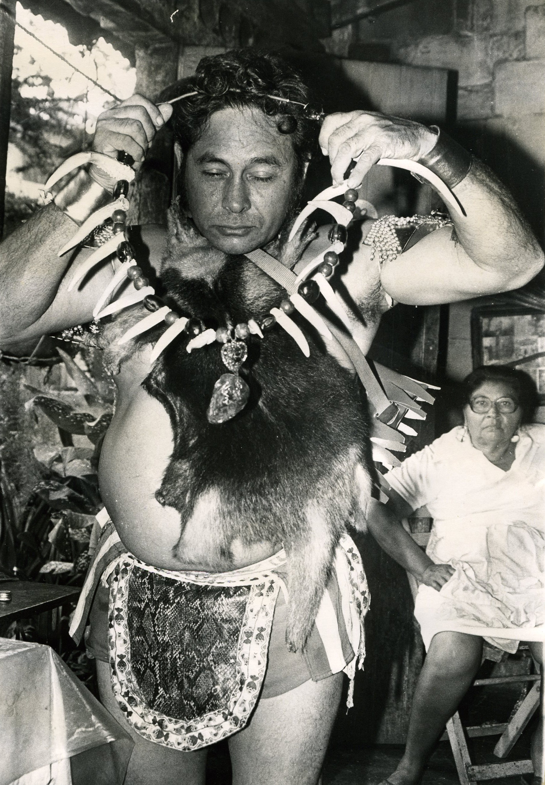 El Cacique Mayor, Oscar Ruiz, en las fiestas de Santo Domingo de Guzmán. Agosto de 1990.