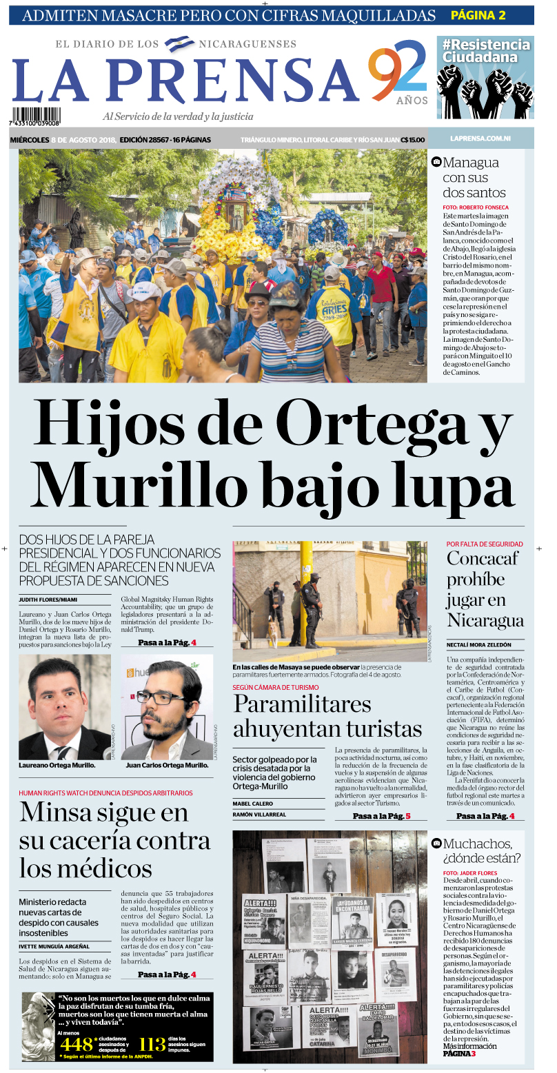 Portada impresa 08-08-2018