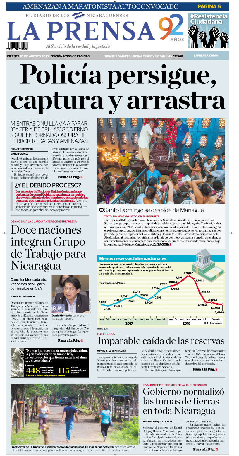 Portada impresa 10-08-2018