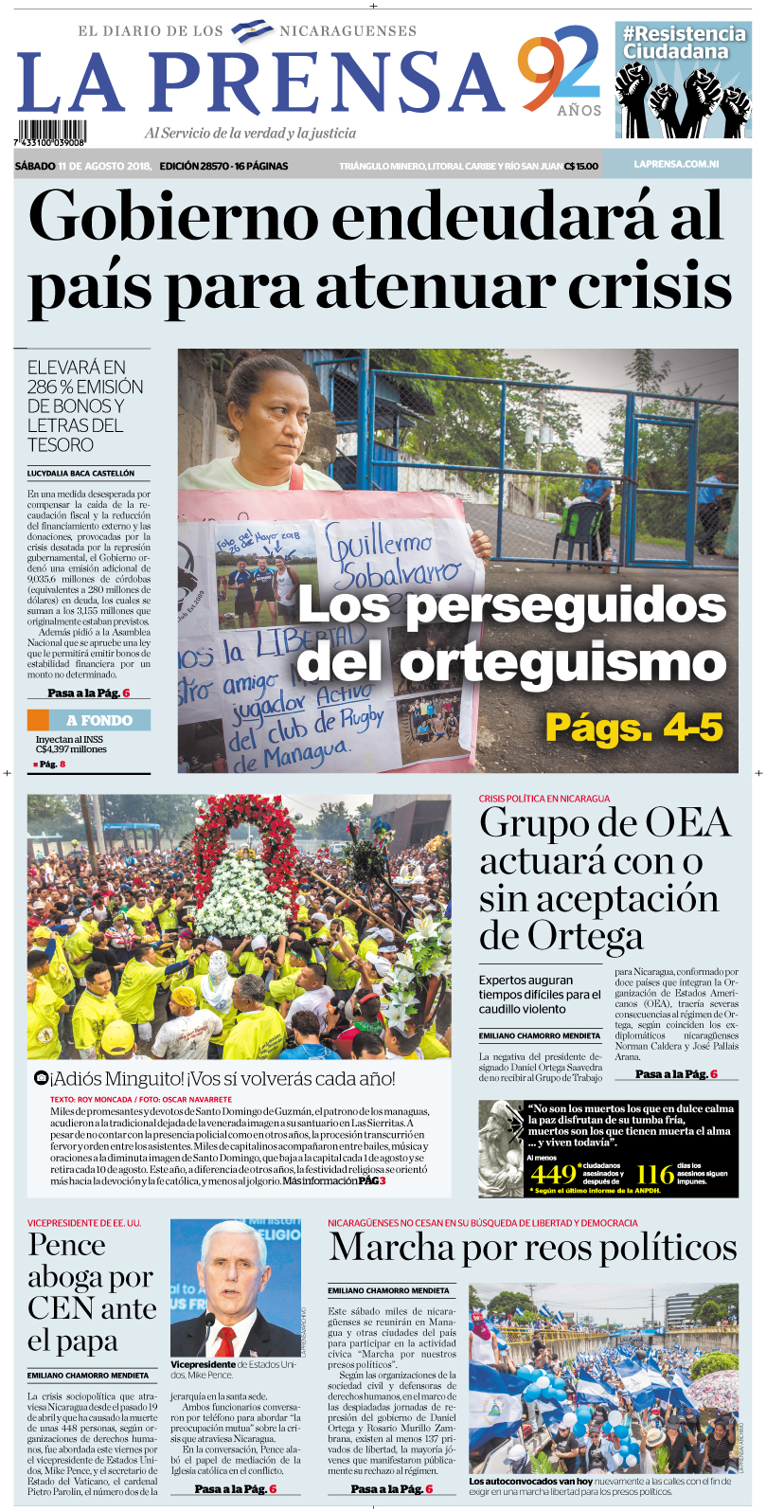 Portada impresa 11-08-2018