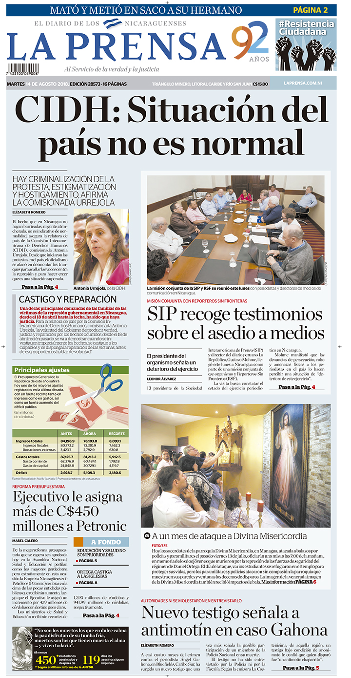 Portada impresa 14-08-2018