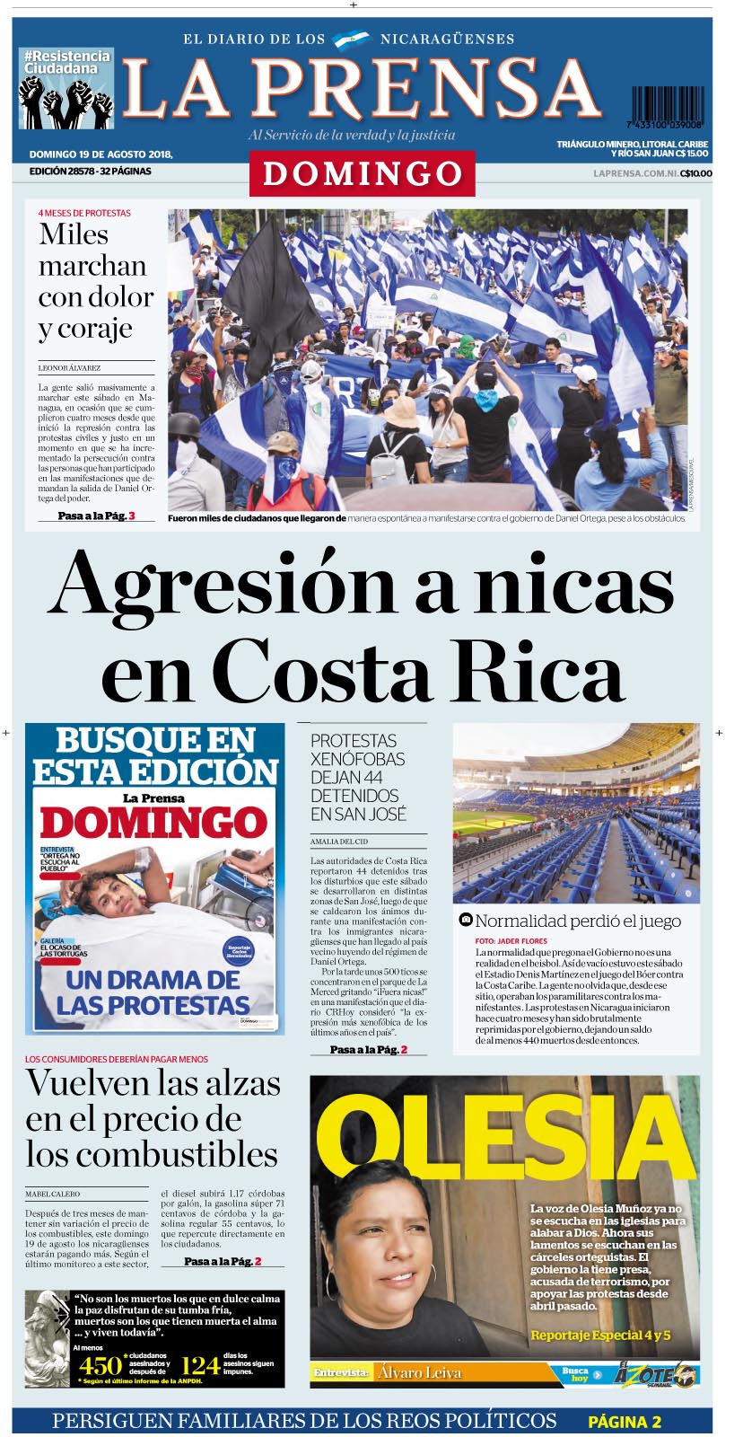 Portada impresa 19/08/2018
